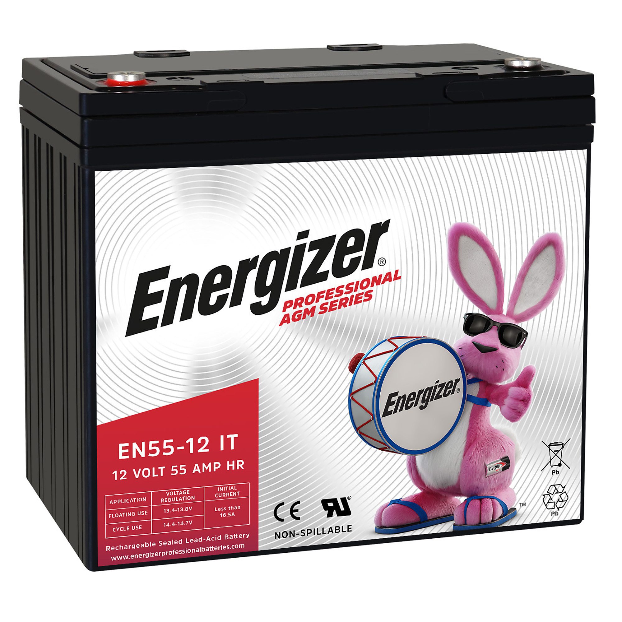 Energizer Sealed Lead Acid AGM Rechargeable Battery — 12V, 55Ah, 2-Pack, Long-Lasting, Model# EN4148454